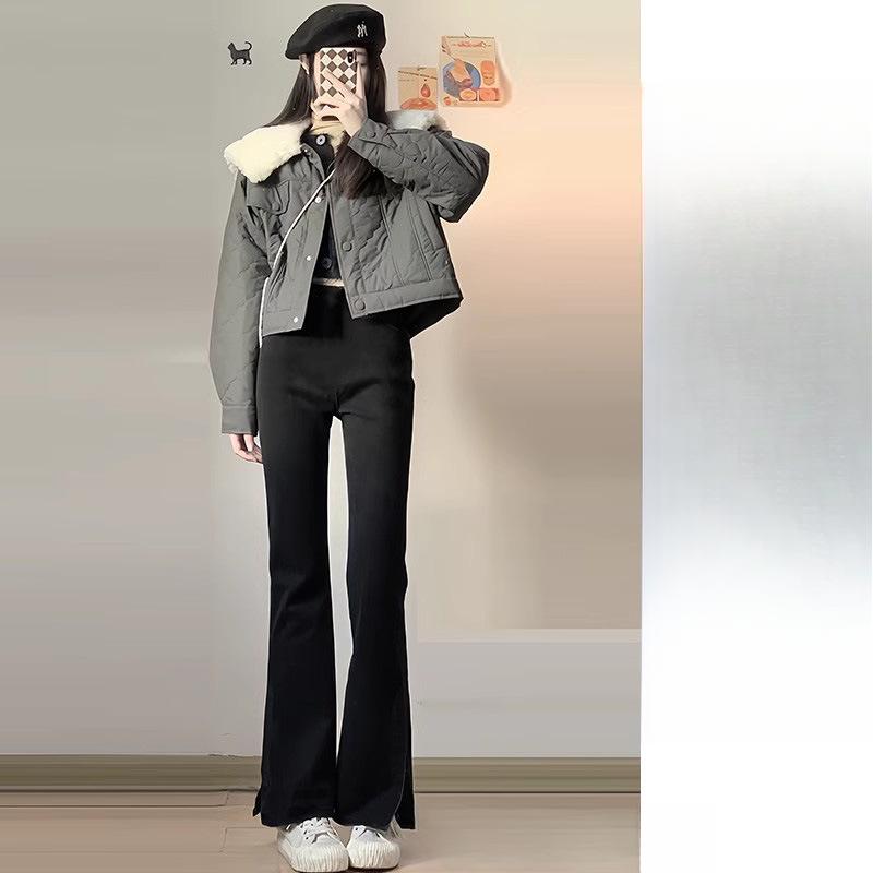 

Весенне-летние микро-пулл брюки детские с высокой талией, маленькой драпировкой, облегающего кроя, тонкие костюмные расклешенные брюки XXL