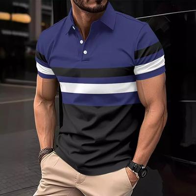 2024New Summer Men's Printed Button Polo Shirt Sports Polo Shirt Trendy T-shirt Men's Tops