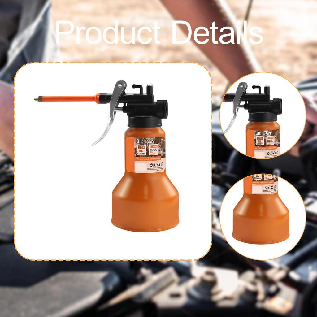 Metal Oil Can Manual Garage Equipment Portable Spray with Rigid Spout Pump Oiler for Bikes