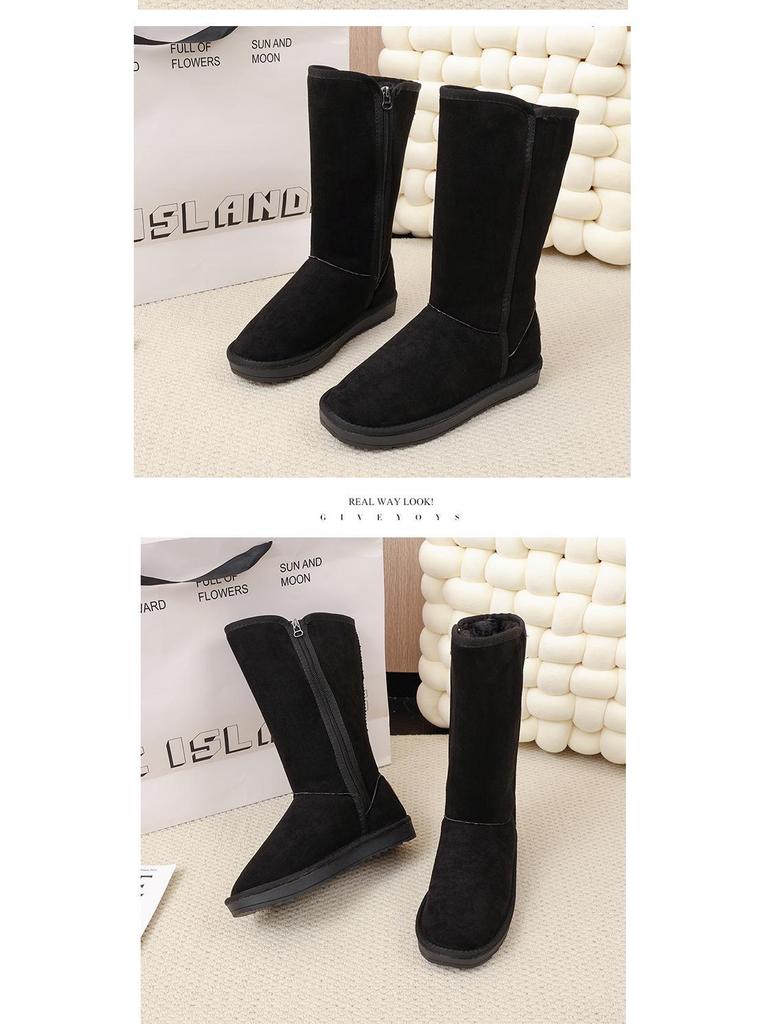 Women's 2025 Winter High-Top Snow Boots with Side Zipper, Plus Velvet, Thick Insulation, and Long Tube - Plus Sizes Available.