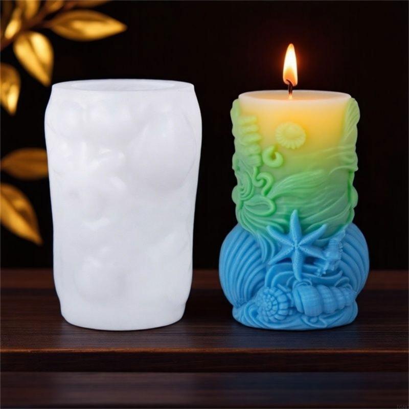 Sea Creature Pattern Silicone Mold Cylinder Silicone Molds for Resin Craft Handmade Soap Chocolate Making