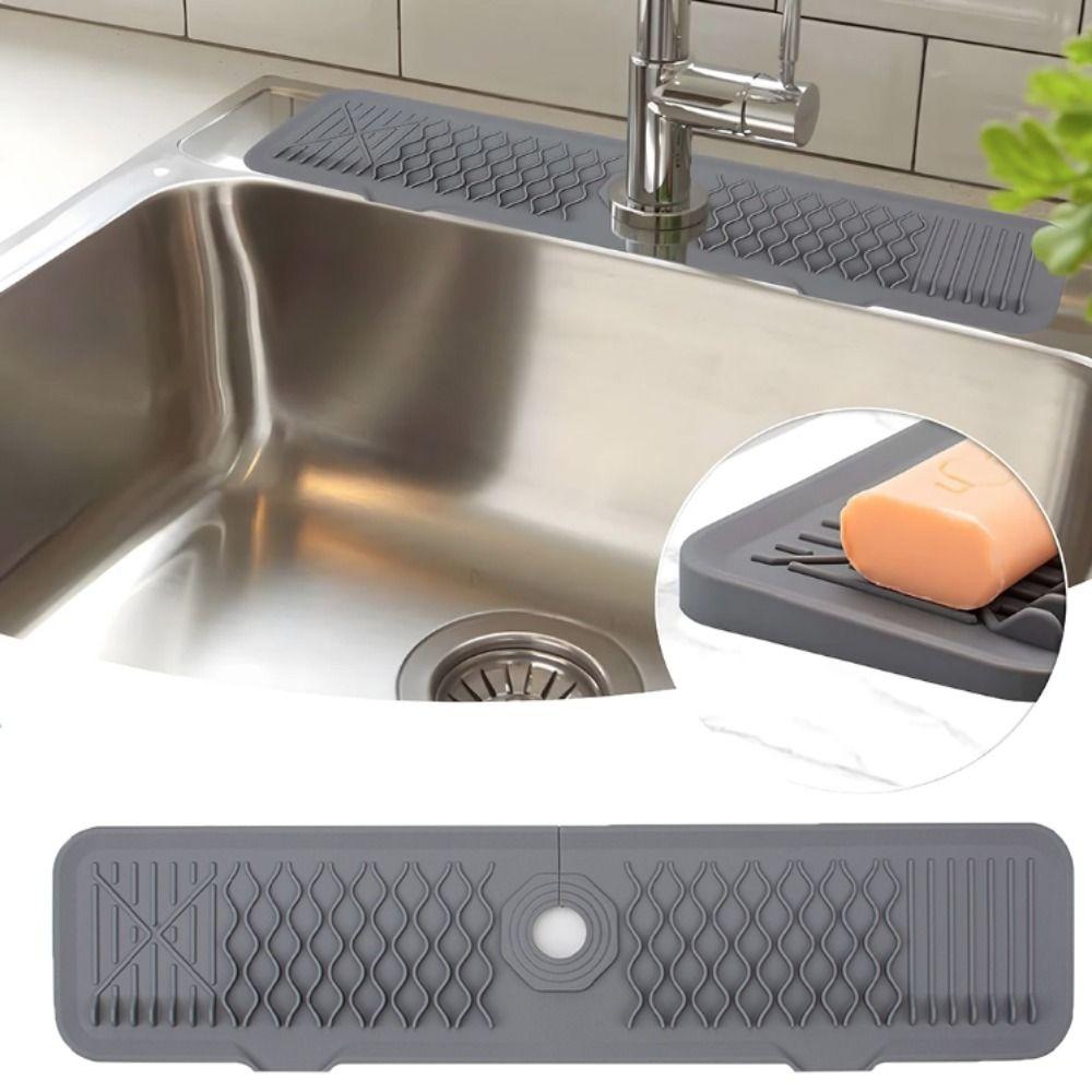 Silicone Kitchen Sink Splash Pad Slope Design Sink Protectors Mat Faucet Splash Guard  Bathroom
