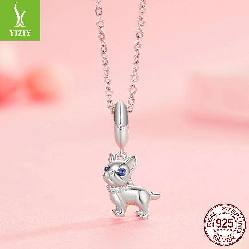 French Dou Pendant S925 Silver Beads, Creative Diy Bracelet Beads Cute Puppy Pendant
