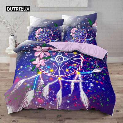 Dream Dreamcatcher Duvet Cover for Girls Adult Bohemian Mandala Feather Print Bedding Microfiber Comforter Cover Bedroom Decor