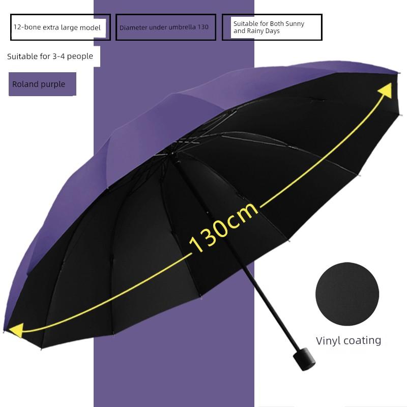 Extra-Large Foldable Rain Umbrella for Home Use, Enlarged, Thickened, Reinforced, Suitable for Three People, Dual-Use for Sun and Rain, Sun