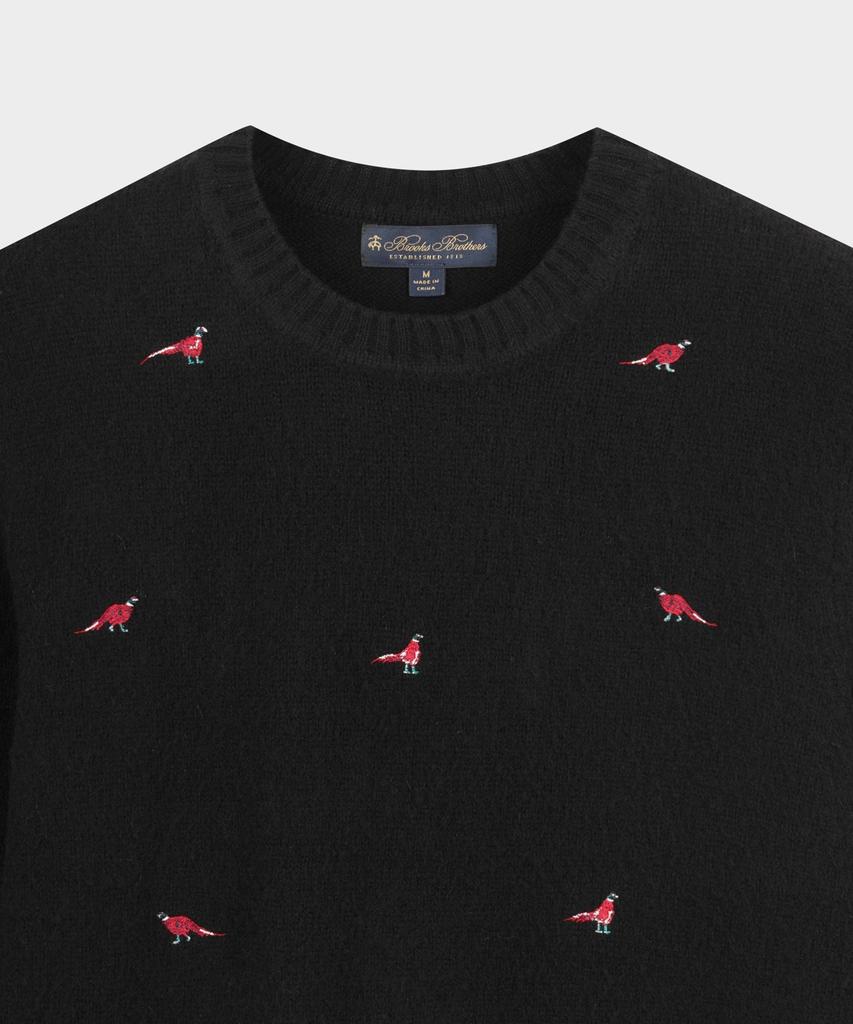 BROOKS BROTHERS Wool Elbow Patch Crewneck Sweater (Black) (Bbwrmmf403)
