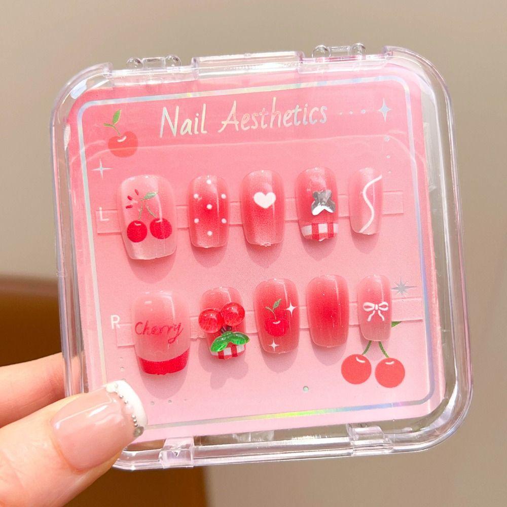 Cute Long Nail Sticker Cartoon Press on Nail New Nail Tips for Girls Students