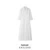 Spring 2025 Women's European & American Style Short Sleeve Lapel Midi Dress