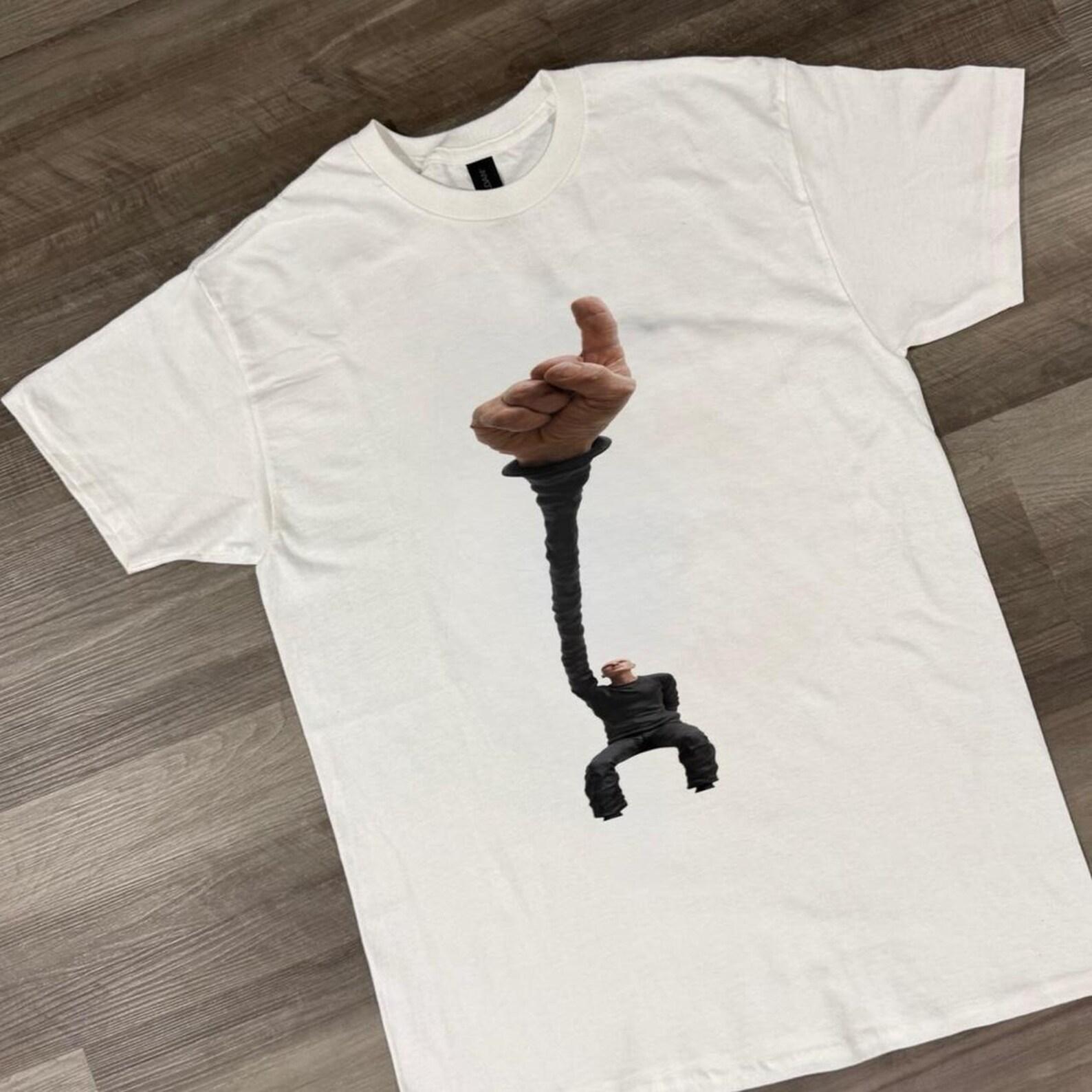 The finger graphic tee, Minimalist Surreal Hand Illustration Tee, Surreal Hand Graphic Tee, Funny Optical Illusion Shirt, Viral Meme T Shirt XL