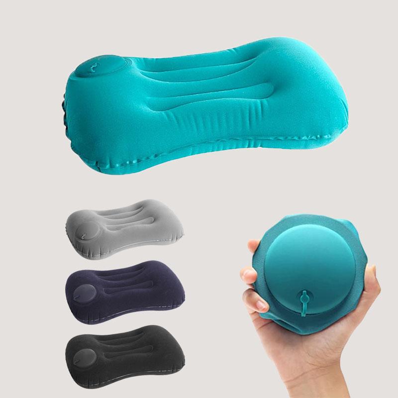 1PC Portable Comfortable Inflatable Pillow Camping Pillow Pool Pillow Ultra Soft Car Pillow for Neck and Lumbar Support 4 Colors