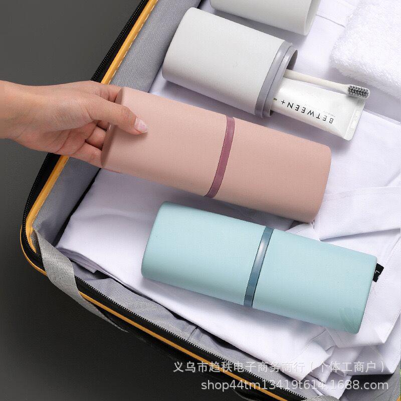 

Compact Travel Oral Care Set: Portable Cup & Holder for Toothbrush, Toothpaste, Mouthwash & Storage. Perfect for Home or On-the-Go! Deep Blue Travel Cup