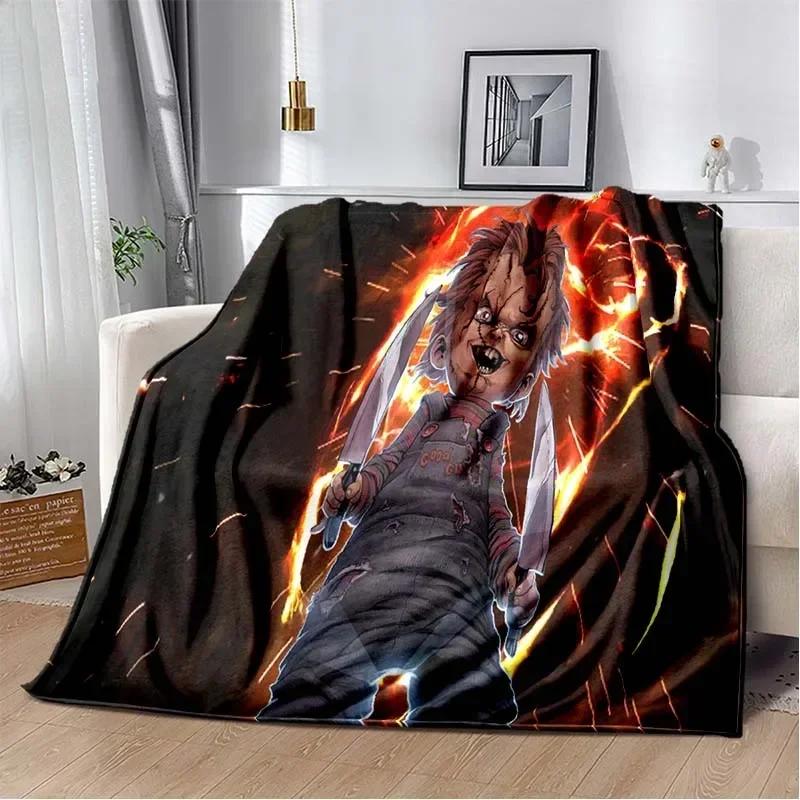 3D Horror Movie Character Chucky Saw Cartoon Area Blanket Fashion Soft Cozy Living room Bedroom Sofa Bed Travel Blanket