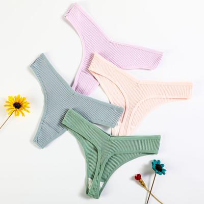 Moda de Primavera y Verano para Mujer Algodón Color Puro Sexy Tanga de Hilo