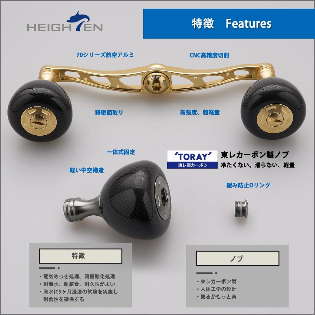 HEIGHTEN 130mm Reel Handle with 36mm Carbon Knob for Shimano, Daiwa, and Abu Baitcasting Reels, Carbon Arch Series (Black & Wine Red) (1180)