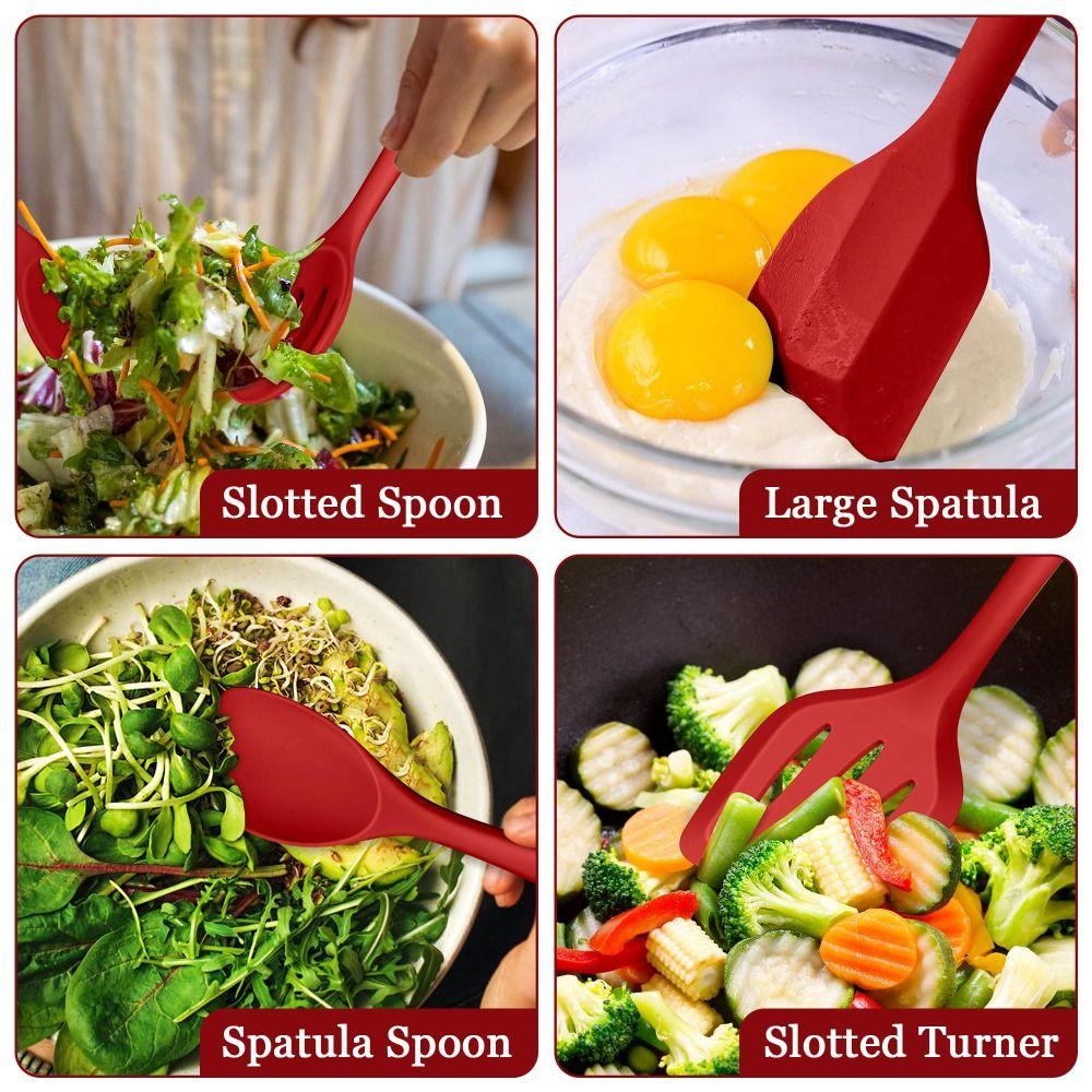 1/7PCS Silicone Non-stick Cookware Tools Red Pot Shovel High Quality Cooking Spoon  Cooking