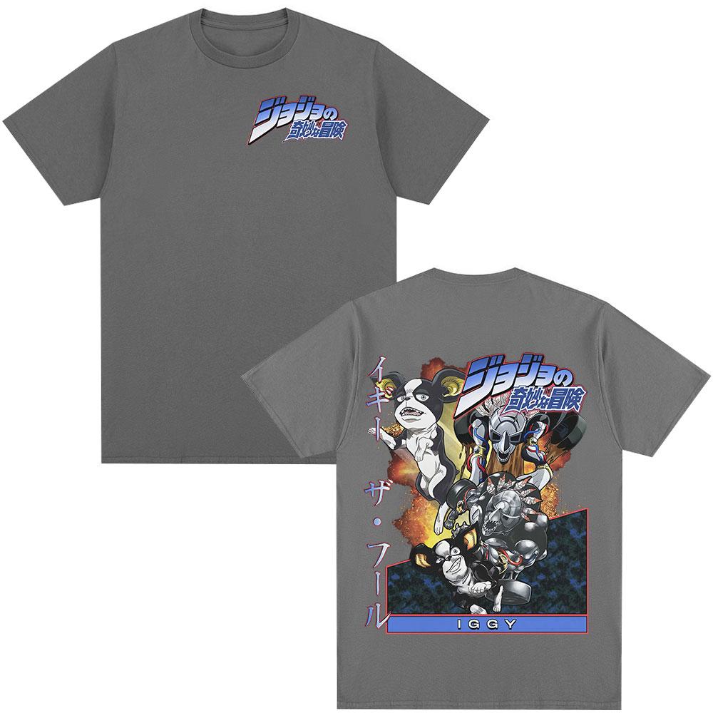 Anime JoJo Bizarre Adventure Iggy Manga T-shirt Grafiche Uomo Donna Abbigliamento Moda Casual Larga Maniche Corte T-shirt Top