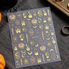 Holiday Nail Stickers Halloween 3D Art Stickers, Metallic Golden Pumpkin Ghost Spider Web DIY Supplies Witch Hat Decals, Self-Adhesive Manicure
