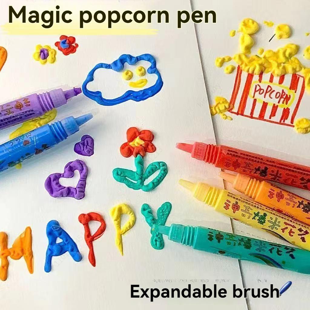 6 Pezzi / Set Nuova Penna Popcorn Esotica Penna Marcatore Schiuma Multifunzionale Quaderno Penna Magica per Bambini Penna Soffice Divertente Penna a Bolle 3D