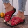 2024 Women's Wedge Heel Roman Slippers with Bow, Thick Sole, Lightweight, Plus Sizes Available.