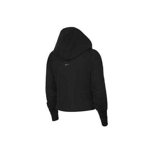 Nike Solid Color Cropped Long Sleeve Crop Top Sweatshirt for Women in Black