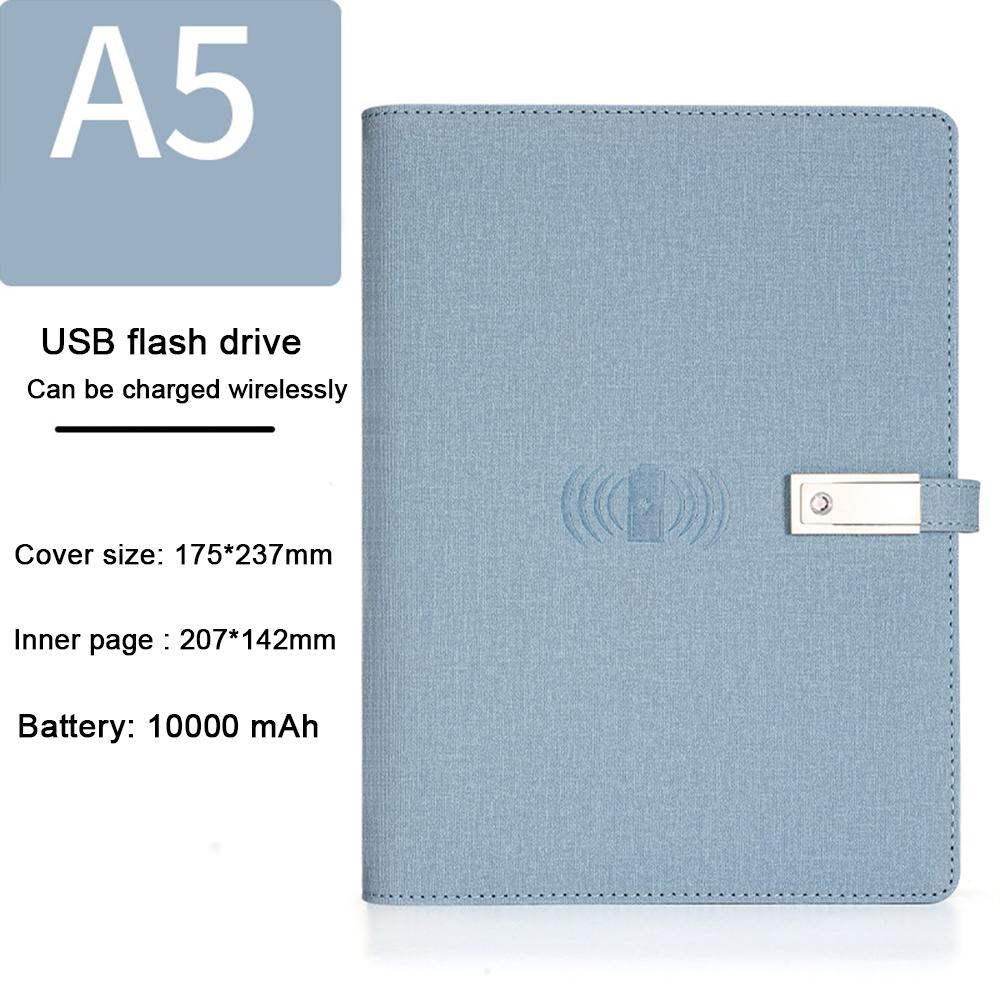 

(Логотип можно выгравировать) Перезаряжаемый деловой блокнот, 10000 мАч, дорожный блокнот А5, с USB-накопителем, предметный блокнот для студентов With Gift box