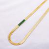 Popular Temperament Sweater Chain Boy Girl Stainless Steel Gold Green Zircon Necklaces for Daily