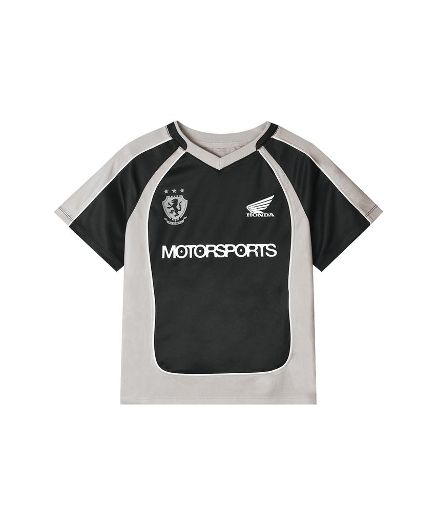 PHYPS MOTORCYCLE Womens Mesh Crop Football Tee Black