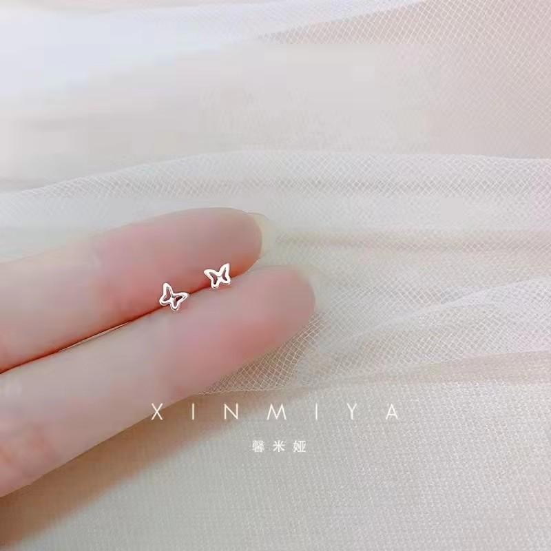 925 Silver Needles Silver Color Mini Star Heart Butterfly Stud Earrings for Women Hypoallergenic Daily Wear Ear Girls Pierc Gift