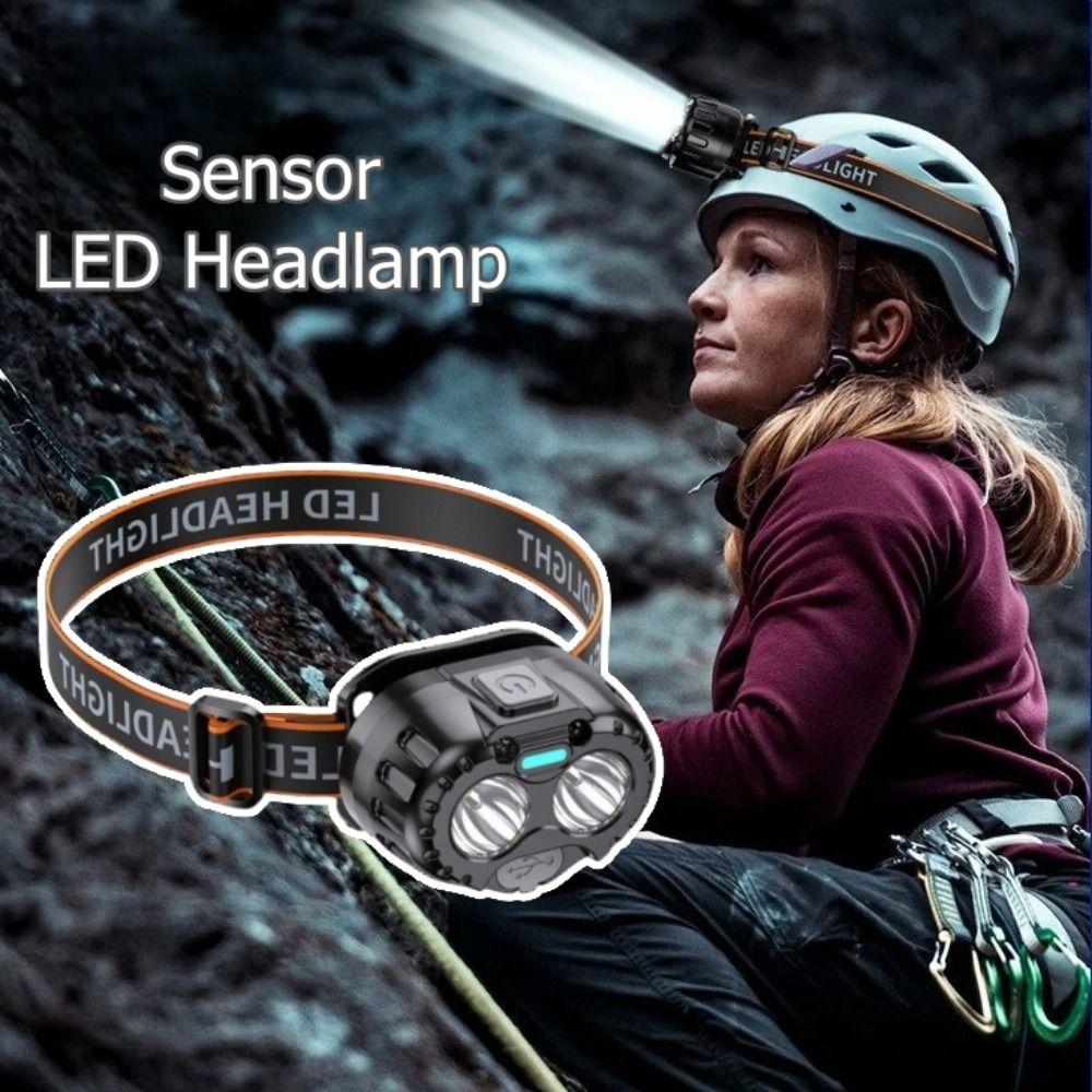 Sensor LED Headlamp USB Charging Fishing Headlamp New Mini Head Flashlight  for Camping Hiking