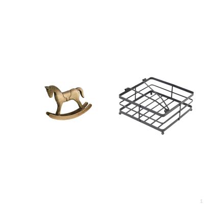 Rustic Wooden Rocking Horse Napkin Dispenser Sculpture Ornament for Kitchen Tabletop Countertop