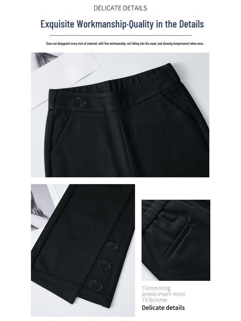 Women's Micro Flare High Waist Elastic Pants - Slimming, Fashionable, Casual Spring/Summer Trousers for Middle-Aged Moms (5X).