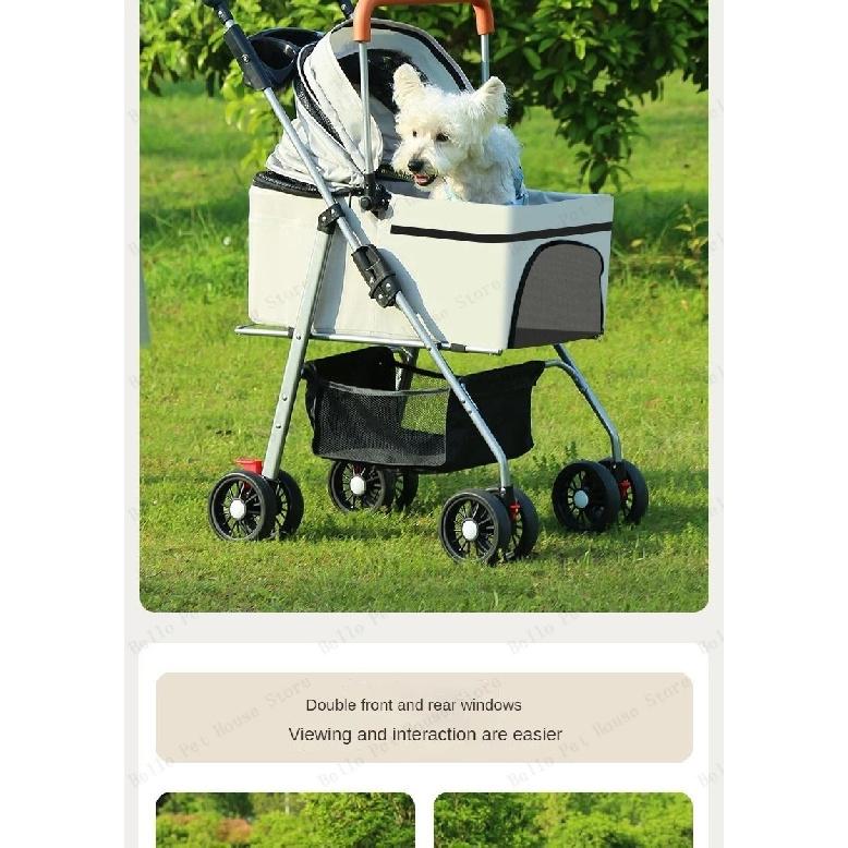 High-view Lightweight Pet Stroller Foldable Pet Dog Stroller Multi-directional Breathable Pet Stroller Detachable Basket