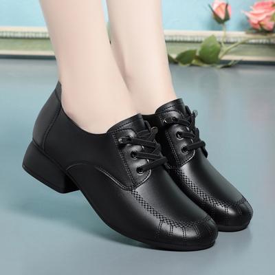 Fashion 2024 Spring Woman Lace-up Premium Breathable Leather Shoes Retro Casual Comfortable Versatile Soft Sole Square Heel Shoes