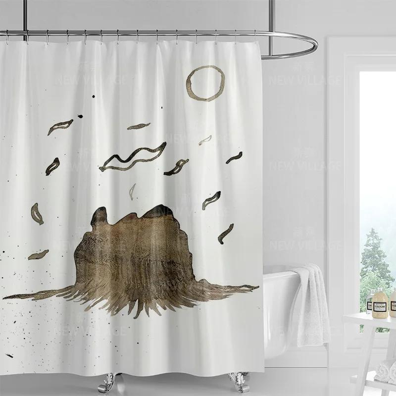 Modern Art Graffiti Shower Curtain Suit Waterproof Curtain 12 Hook Nordic Style Bathroom Bathtub Dual-Use Shower Curtain