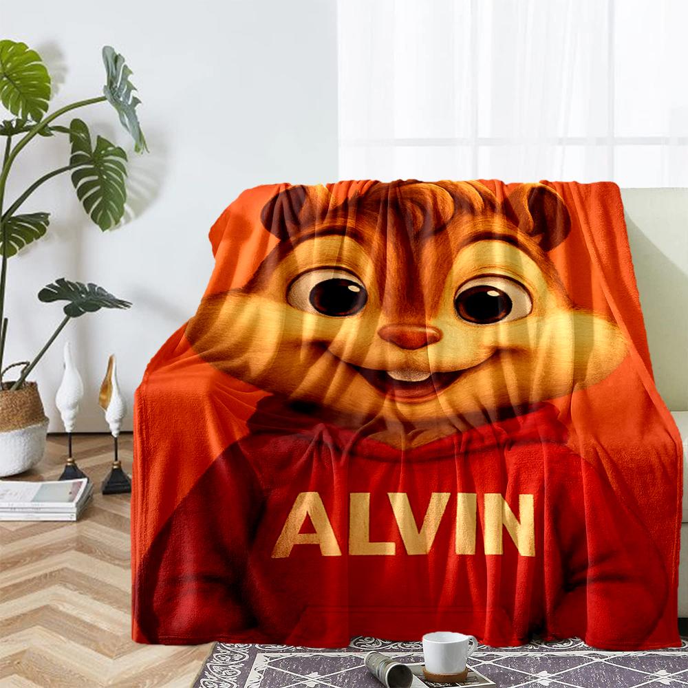 Alvin ve Sincaplar Temalı Baskılı Battaniye - Kanepe, Yatak, Seyahat ve Dış Mekan Kullanımı İçin Mükemmel | Makinede Yıkanabilir, Rahat ve Dayanıklı.