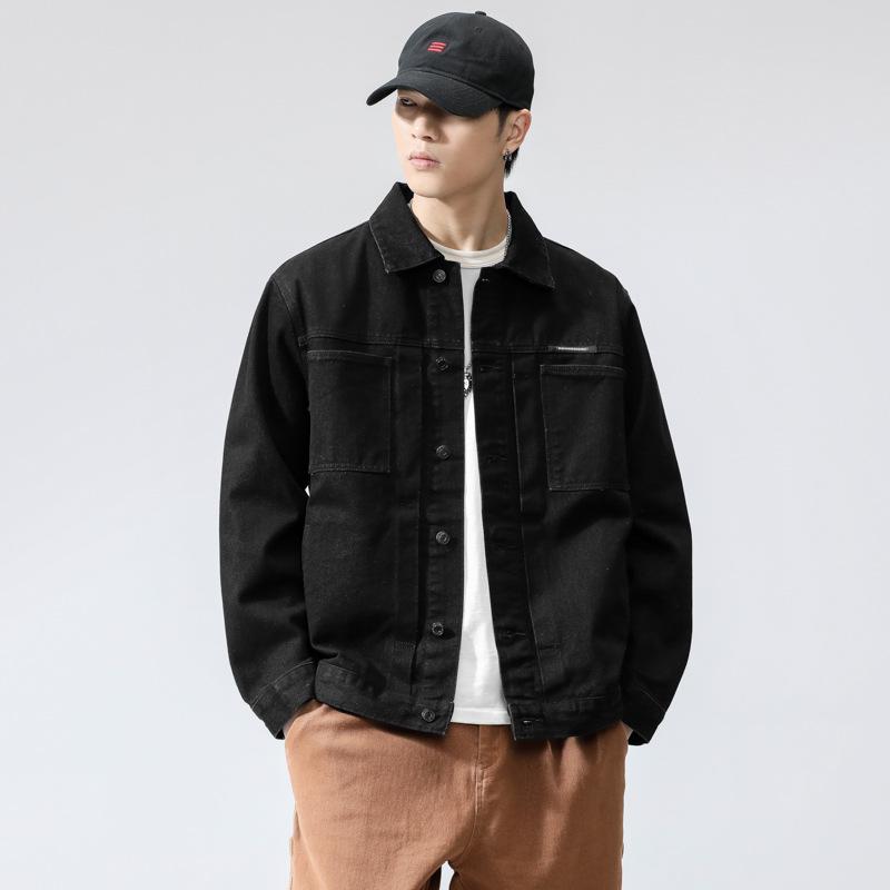 

Весна и осень, новая мужская рабочая одежда в корейском стиле в стиле ретро, свободная джинсовая куртка, модная куртка в стиле знаменитостей из Интернета, однотонная универсальная куртка 3XL