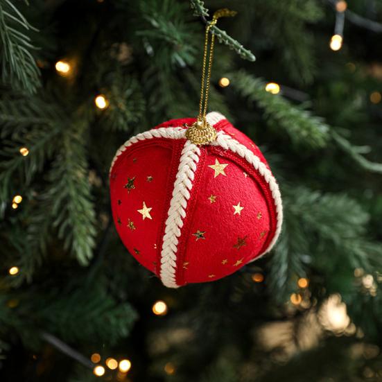 Starry Knit Christmas Ornaments Decorative Foam Balls DIY Craft Festive Tree Decor with Hanging Loop