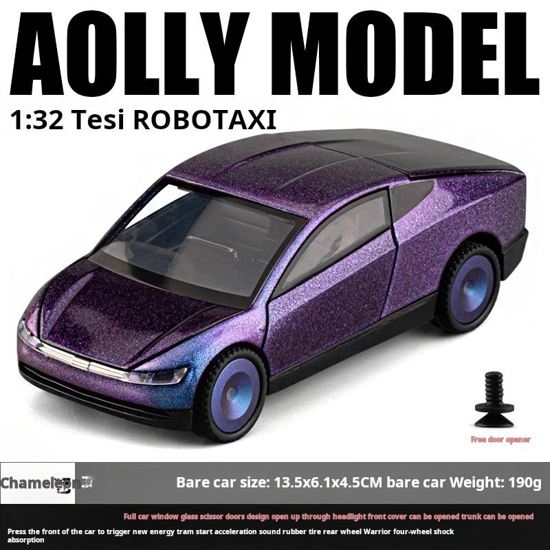 Whalq7 1:32 Robotaxi Fahrerloses Taxi Legierung Metall Druckguss Modellauto für Tesla Kleinwagen Mikrofahrzeuge Ton und Licht Rückzieher Geburtstag
