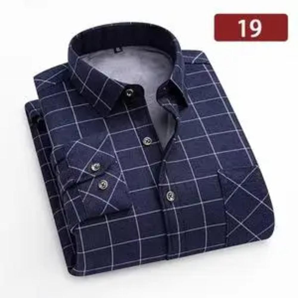 Moda Uomo Calde Camicie a Quadri a Maniche Lunghe Ispessite in Pile Doppio Lato Resistenti al Freddo Taglie Forti Casual Business Camicie a Quadri