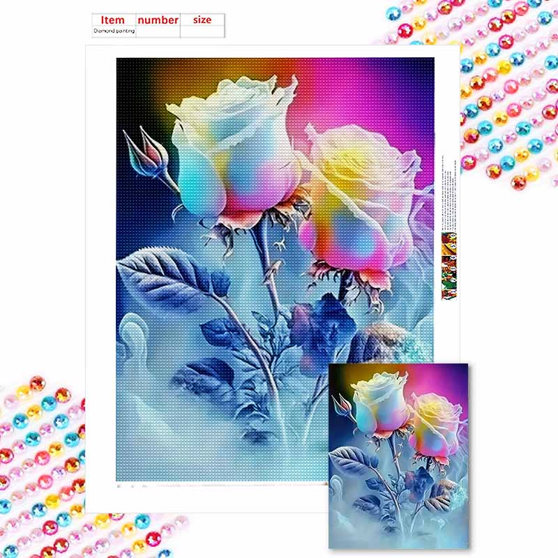 New Arrival 5D DIY Full Circle Diamond Painting "Colorful Rose" Embroidery Cross Stitch Home Decor Gift