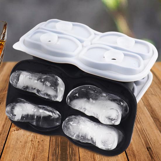 Forma de Gelo de Silicone de Grau Alimentício com Tampa 4 Compartimentos Liberação Fácil Formato de Sapato Criador de Cubos de Gelo para Bar Doméstico
