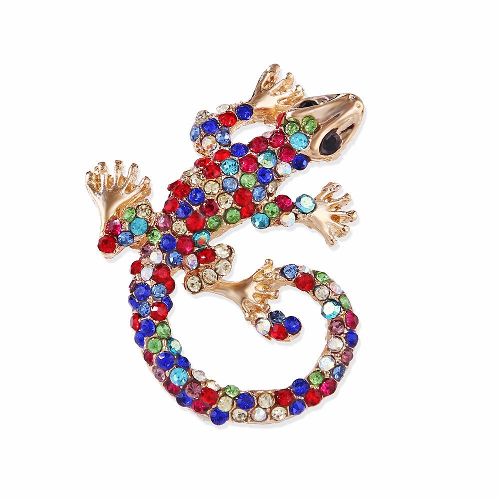 

Lanhao Retro Cute Lizard Brooch с бриллиантовой инкрустацией - европейский/американский модный аксессуар, зажим для кардигана