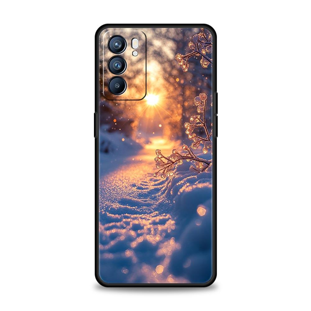 Landscape Winter Light Snow Case For Oppo Reno13 Reno12 Reno11 F Reno10 Pro A54 5G Find X5 A53 A52 A9 A17 4G A79 A80 A98 Cover
