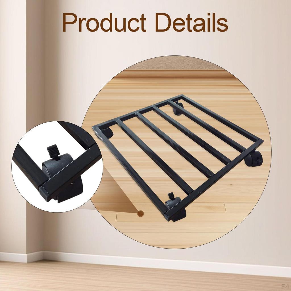 Flower Pot Stand with Casters Plants Rack Metal Tray Mover Plant Pots Roller Base for Office