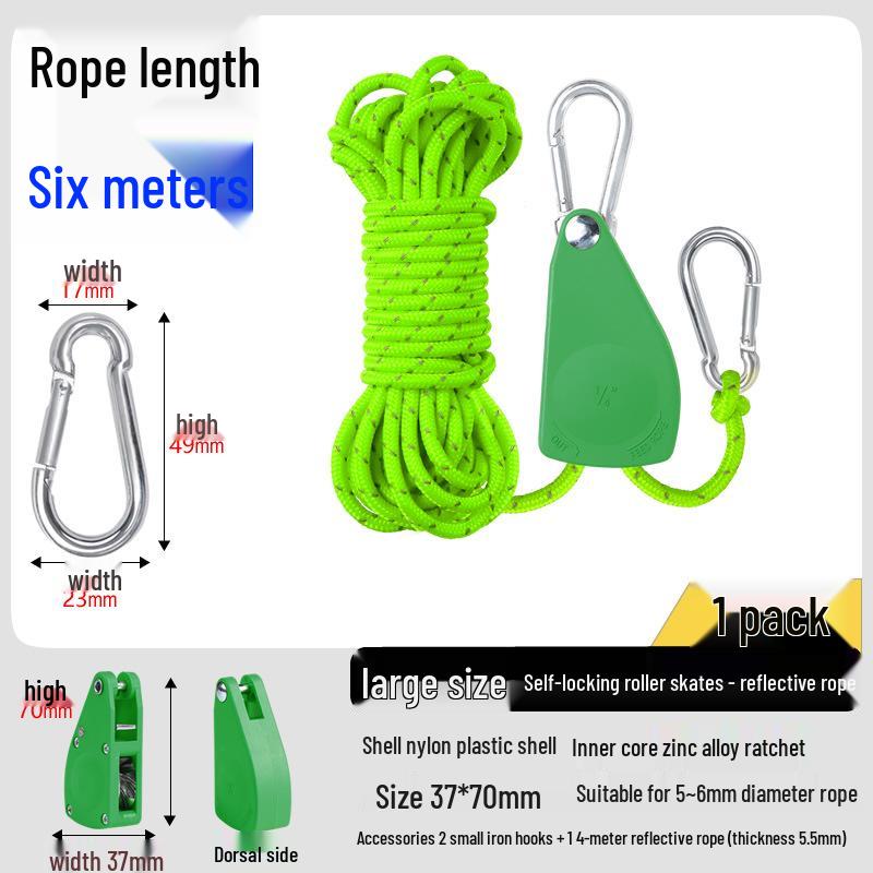 Adjustable Reflective Windproof Camping Tent Rope Pulley System