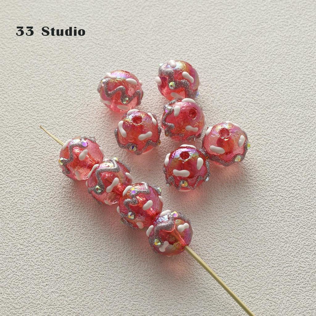 Pure Hand-painted Beads Stickers Diamonds Set Pearl Diy Jewelry Accessories Material Package Beads Car Pendant Cell Phone Chain Beads