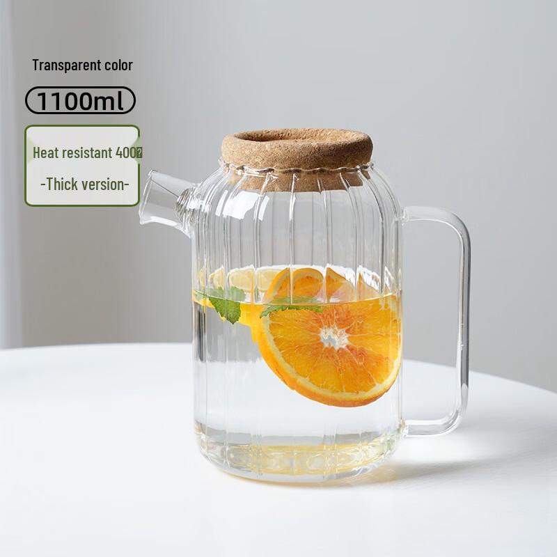 Diller Borosilicate Glass Pitcher with Cork Stopper