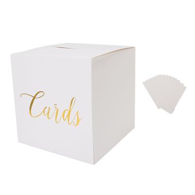 Weiße Kartenbox 22x22x22,5cm Schlichte Elegante Kartenempfangsbox mit 10 Blankokarten für Hochzeitsfeier