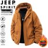 JEEP SPIRIT Men's Fall/Winter Hooded Fleece-Lined Waterproof Outdoor Jacket