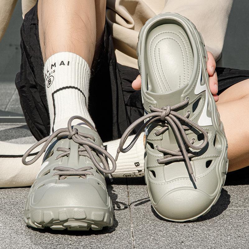 

Мода Лето 2025 Новый Стиль Мужские Пещерные Туфли Полые Дышащие Шлепанцы Пляжные Уличные Удобные Легкие Модные Повседневные Сандалии 40-41 зелёный